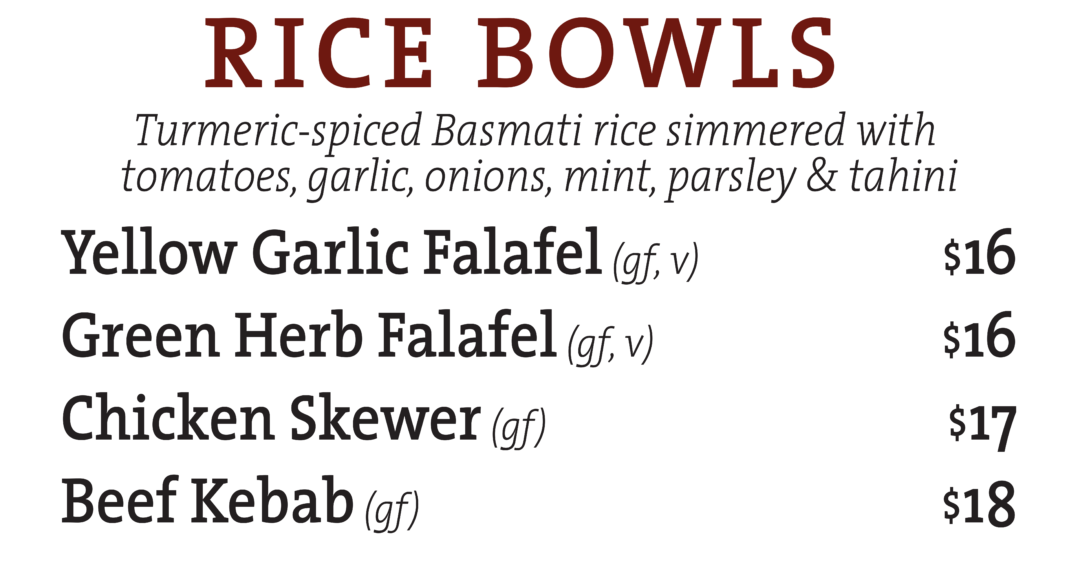 Menu Oren's Hummus Express